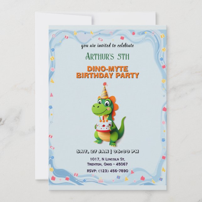 Invitación Dinosaur Birthday Bash Personalizado (Anverso)