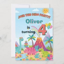 Invitación Dinosaur Birthday Invitation – 5x7 Kids Party Card