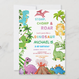 Invitación Dinosaur Birthday Party 