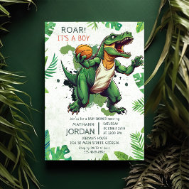 Invitación Dinosaur Boy Baby Shower Fiesta