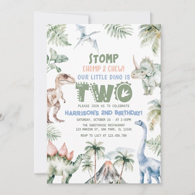 Invitación Dinosaur Boy Dino Birday Party (Anverso)