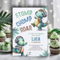 Dinosaur Break Dance Stomp Chomp Roar Boy Cumpleañ
