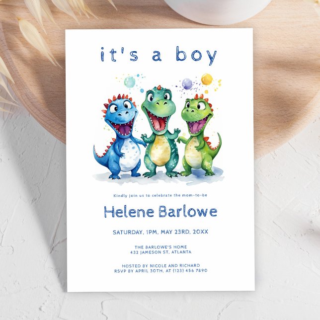 Invitación Dinosaur Cute Baby Shower (Dinosaur Cute Baby Shower Invitation)