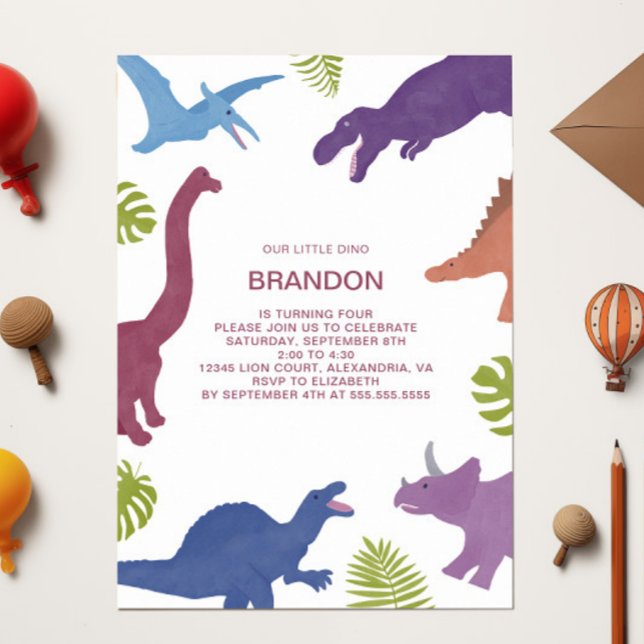 Invitación Dinosaur Cute Dino Kid fiesta de cumpleaños (Subido por el creador)