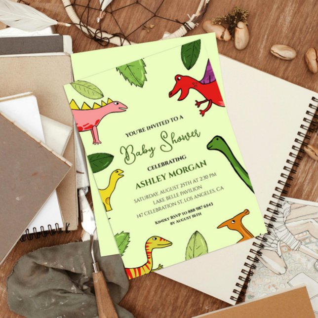 Invitación Dinosaur Cute Doodle Baby Shower (Subido por el creador)