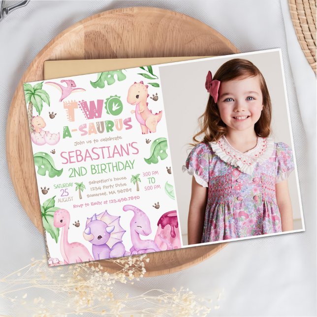 Invitación Dinosaur Dos-A-Saurus Chica Segunda Fotos de Cumpl (Subido por el creador)