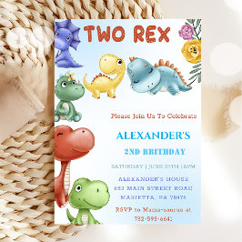Invitación Dinosaur Dos Rex Birday Party