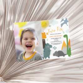 Invitación Dinosaur Dos Rex Fiesta de fotografía de cumpleaño