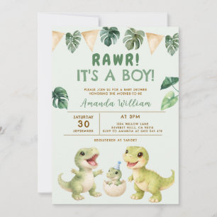 Invitación Dinosaur Es un Niño Dinosaur Baby Shower