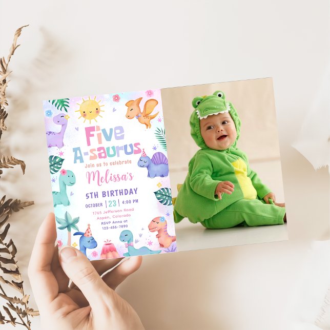 Invitación Dinosaur Five-A-Saurus 5ª foto de cumpleaños (Subido por el creador)