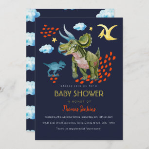 Invitación Dinosaur in watercolor Baby Shower invite.