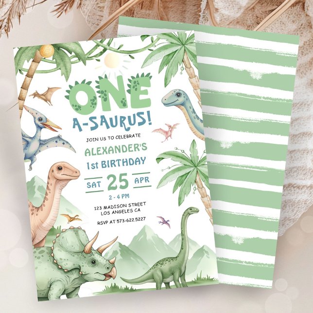 Invitación Dinosaur One-A-Saurus 1st Birthday Party (Subido por el creador)