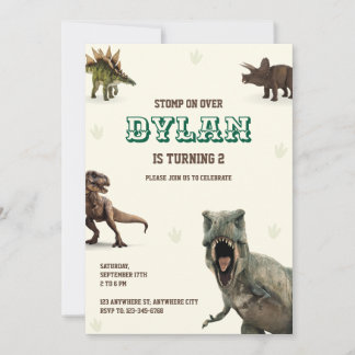 Invitación Dinosaur Party Animals Kids Birthday  