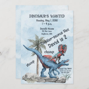 Invitación DINOSAUR QUIERE Cumpleaños De Dos Años