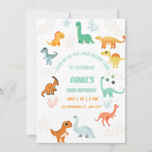 Invitación Dinosaur Rawr 3.ᵉʳ Fiesta de cumpleaños Stomp Chom