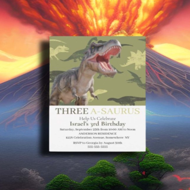 Invitación Dinosaur T Rex Jurassic World Pattern Kids (Subido por el creador)