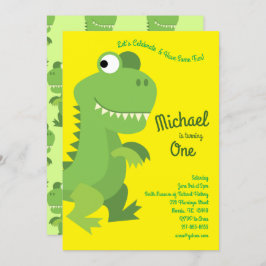 Invitación Dinosaur T-rex Kids Primer cumpleaños Fiesta de Di