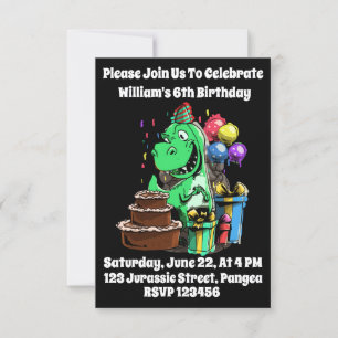 Invitación Dinosaur T Rex Tyrannosaurus Bday Cumpleaños