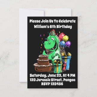 Invitación Dinosaur T Rex Tyrannosaurus Bday Cumpleaños