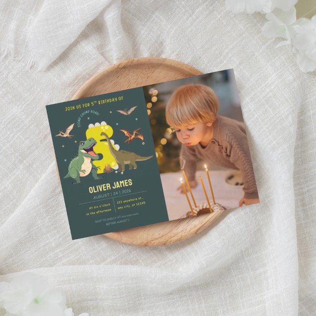 Invitación Dinosaur theme boy 5th birthday  (Subido por el creador)
