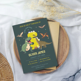 Invitación Dinosaur theme boy 5th birthday 