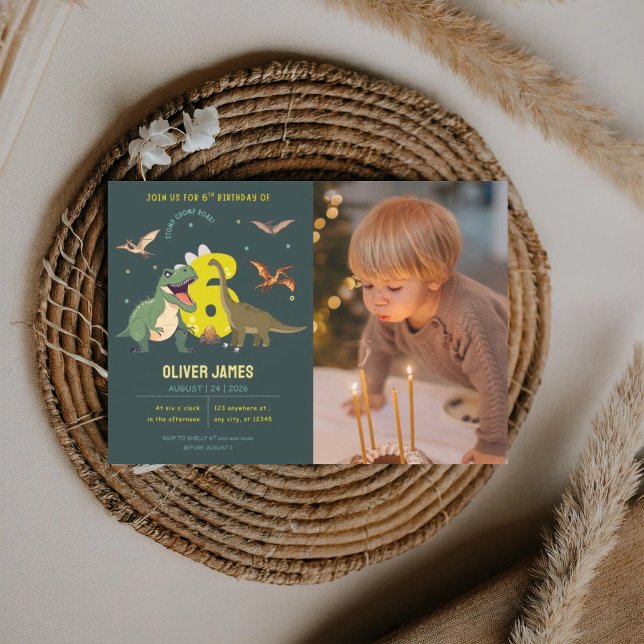 Invitación Dinosaur theme boy 6th birthday  (Subido por el creador)