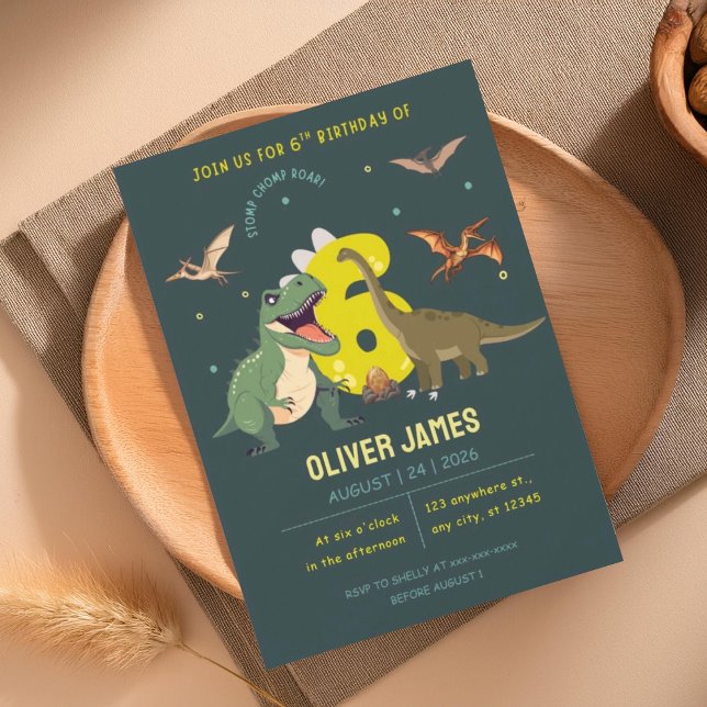 Invitación Dinosaur theme boy 6th birthday  (Subido por el creador)