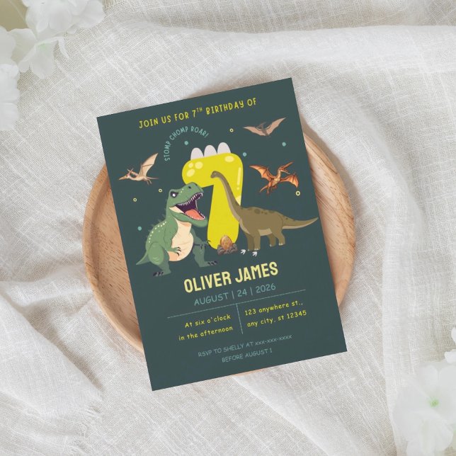 Invitación Dinosaur theme boy 7th birthday  (Subido por el creador)