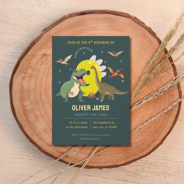 Invitación Dinosaur theme boy 9th birthday  (Subido por el creador)