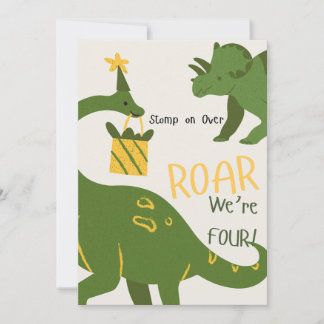 Invitación Dinosaur Twins 4th Birthday Invitations