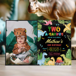 Invitación Dinosaur Two-A-Saurus 2º Fiesta de cumpleaños