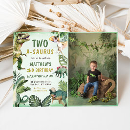 Invitación Dinosaur Two-A-Saurus 2º Fiesta de cumpleaños