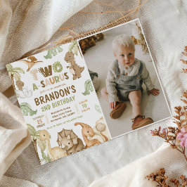 Invitación Dinosaur Two-A-Saurus 2º Fiesta de cumpleaños