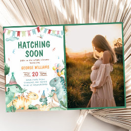 Invitación Dinosaur Watercolor Hatching pronto Baby Shower