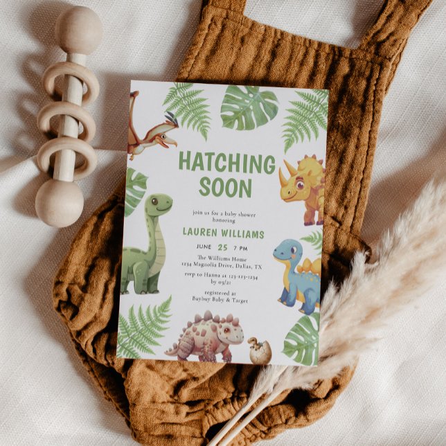 Invitación Dinosaur Watercolor Hatching pronto Baby Shower (Subido por el creador)