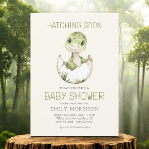 Invitación Dinosaur Watercolor Hatching pronto Baby Shower