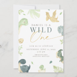 Invitación Dinosaur Wild Primera fiesta de cumpleaños