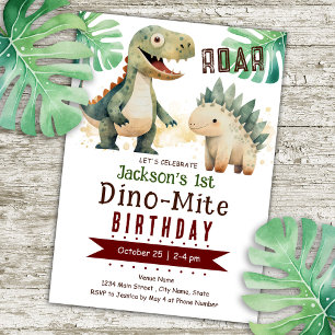 Invitación Dinosaurio 1er cumpleaños acuarela
