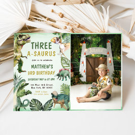 Invitación Dinosaurio 3-A-Saurus 3.ᵉʳ Fiesta de cumpleaños