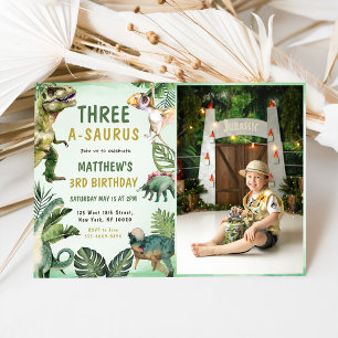 Invitación Dinosaurio 3-A-Saurus 3.ᵉʳ Fiesta de cumpleaños