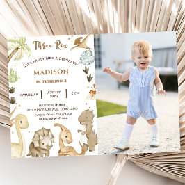 Invitación Dinosaurio 3 Rex 3 Fiesta de cumpleaños foto