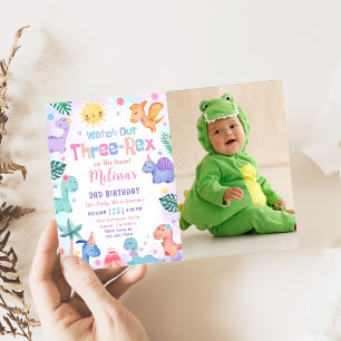 Invitación Dinosaurio 3 Rex 3 Fiesta de cumpleaños foto