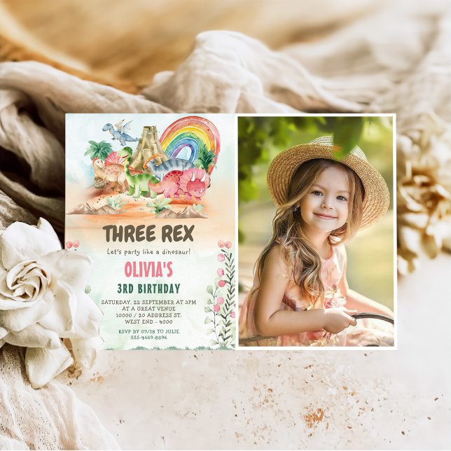 Invitación Dinosaurio 3 Rex 3 Fiesta de cumpleaños foto (Subido por el creador)