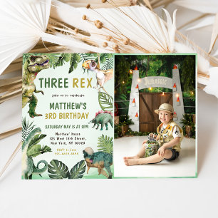Invitación Dinosaurio 3 Rex 3 Fiesta de cumpleaños foto