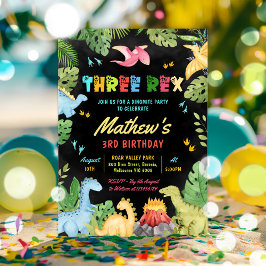 Invitación Dinosaurio 3 Rex 3 Fiesta de cumpleaños T-Rex