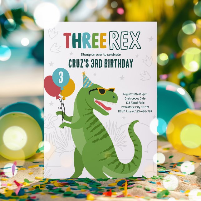 Invitación Dinosaurio 3 Rex 3 Fiesta de cumpleaños T-Rex (Subido por el creador)