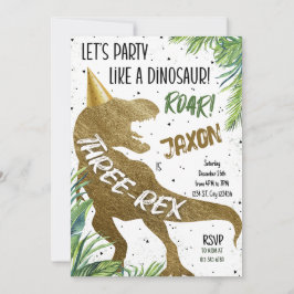 Invitación Dinosaurio 3 Rex 3 Fiesta de cumpleaños T-Rex