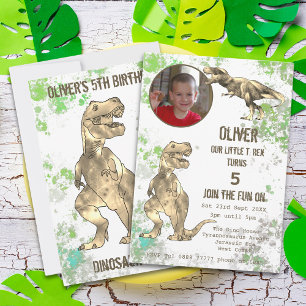 Invitación Dinosaurio 5º Partido de Cumpleaños T Rex Boys Fot