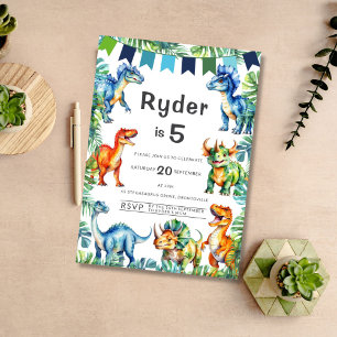 Invitación Dinosaurio 5 cumpleaños