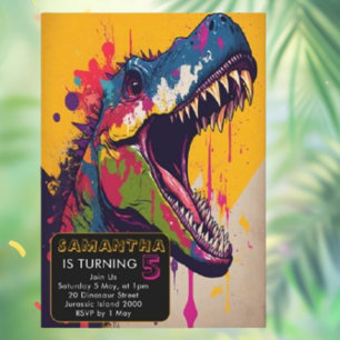 Invitación Dinosaurio 5 cumpleaños